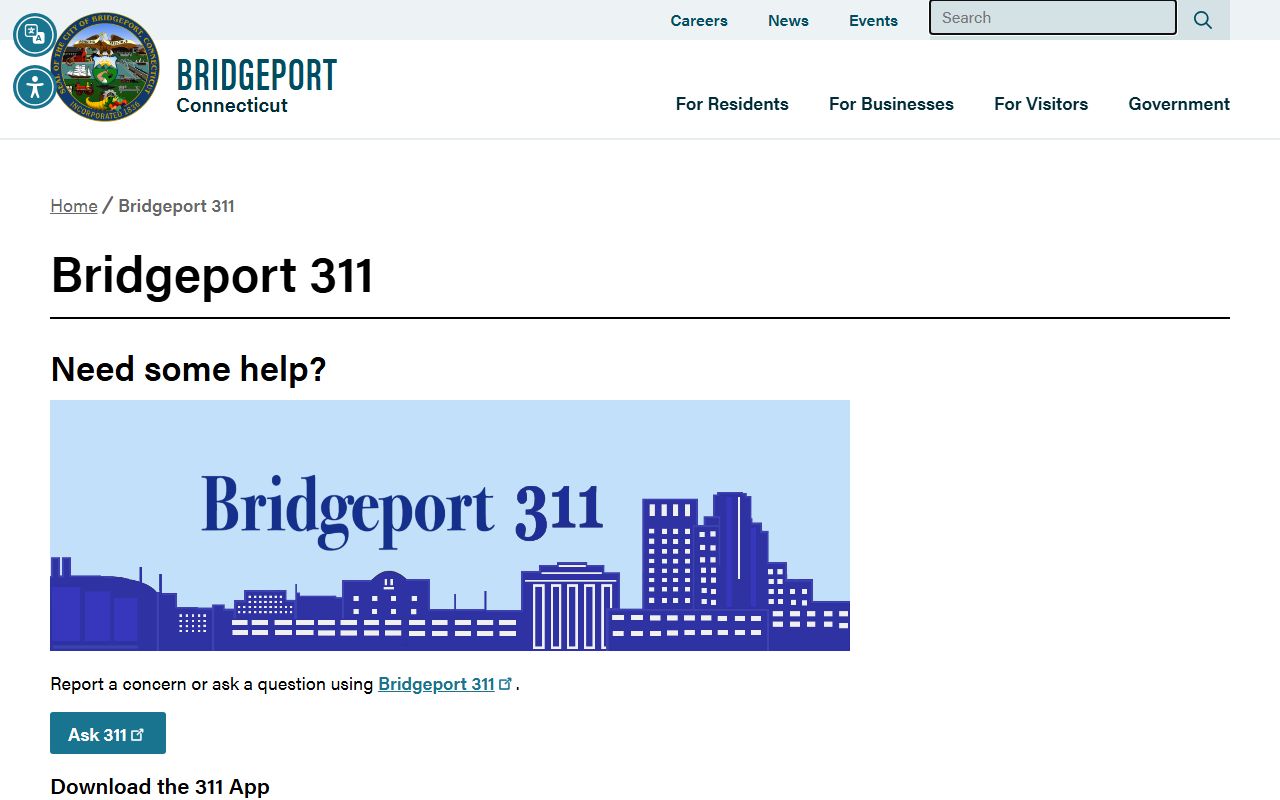 Bridgeport 311 city service app, not an inmate lookup tool